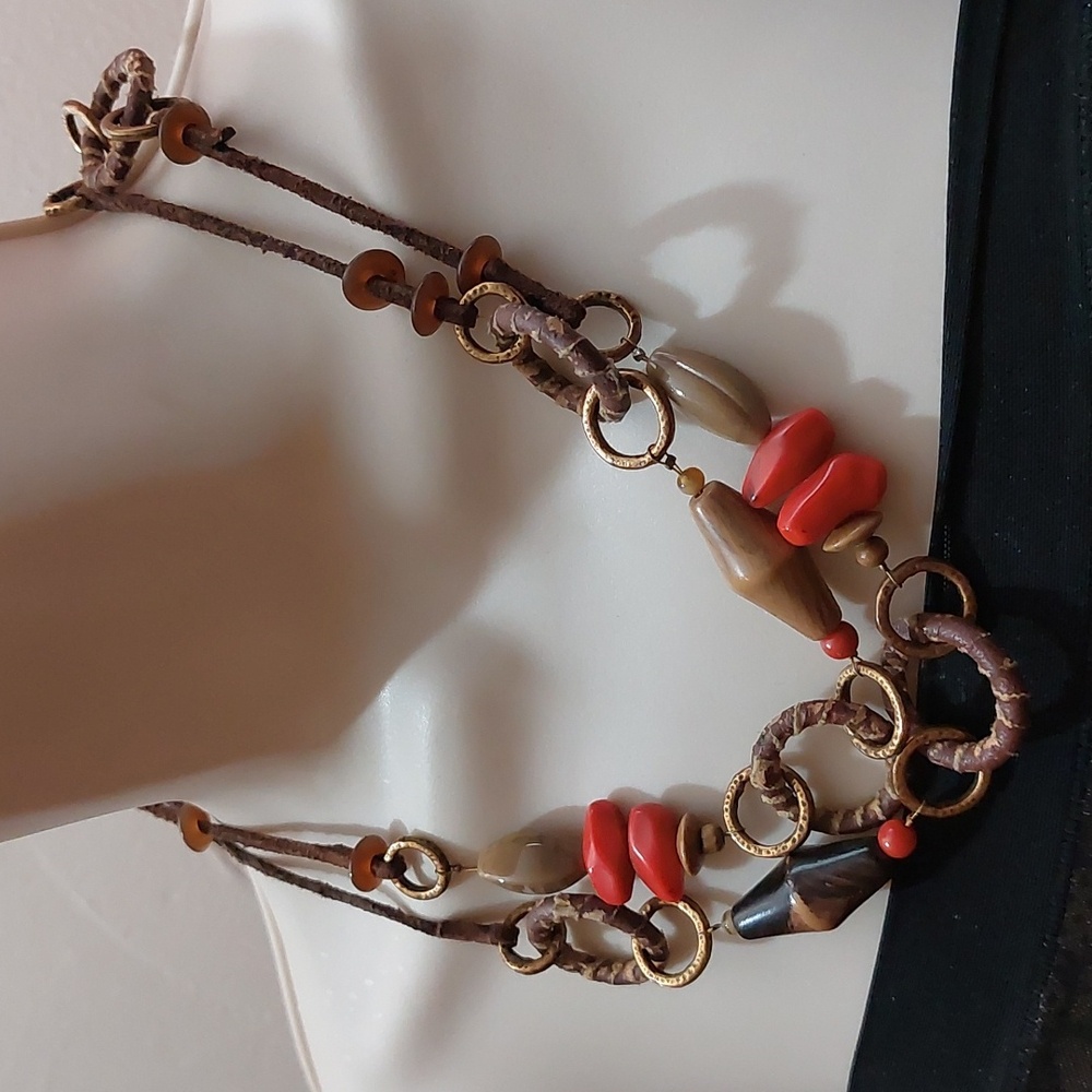 Vintage Y2K Coldwater Creek Mixed Media Boho Statement Necklace - Picture 5 of 6